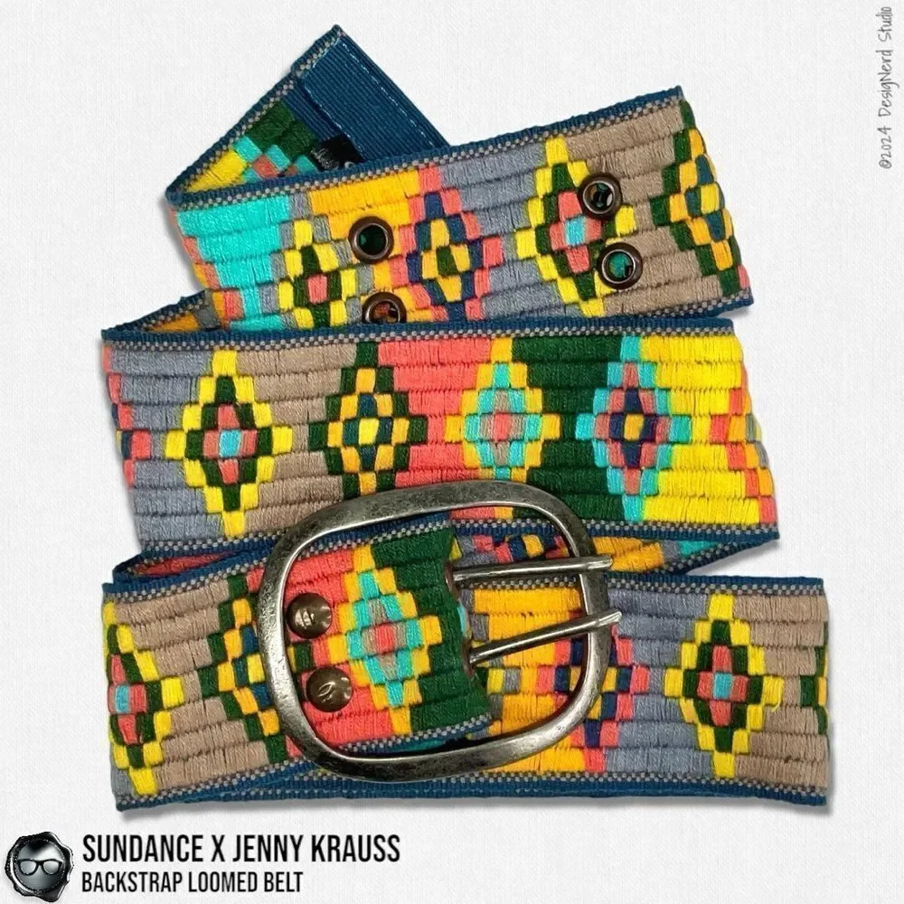 SUNDANCE X JENNY KRAUSS HAND WOVEN LOOMED COTTON BELT VINTAGE 2015 NEON PALLET